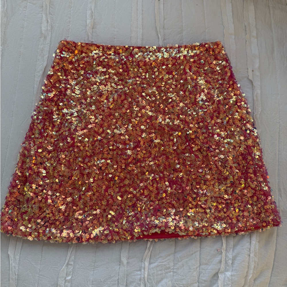 Endless Rose Sparkling Sequin Mini Skirt - Pink and Gold